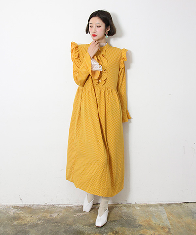 dot frill dress (2 colors)