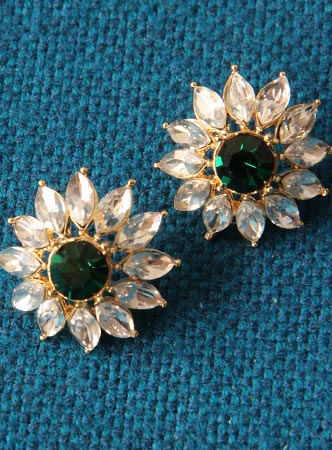 emerald flower earring