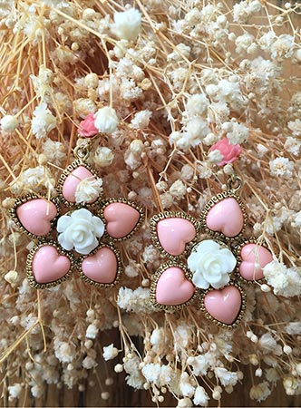 heart pearl flower earring (2 colors)