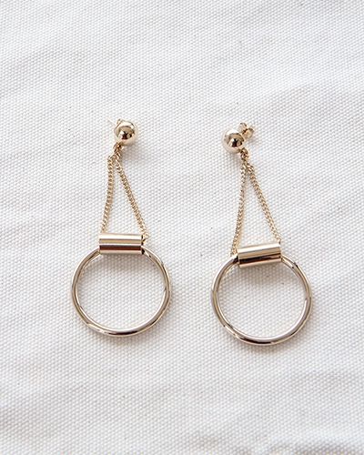 chain big O-ring earring