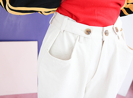 3 buttons raw roll-up pants