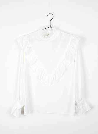 high neck victoria frill blouse (3 colors)