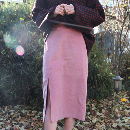 slit corduroy midi skirt (2 colors)