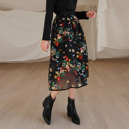 oriental flower skirt (2 colors)