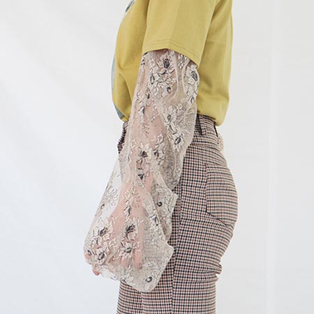 floral lace sheer blouse (2 colors)