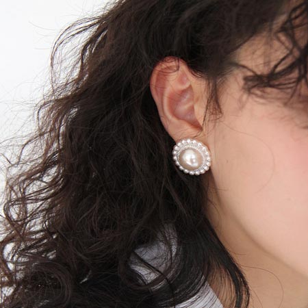 round &amp; heart pearl earrings (2 types)