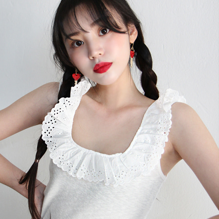 eyelet lace frill top (2 colors)