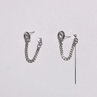 O ring chain unbalance connect earring