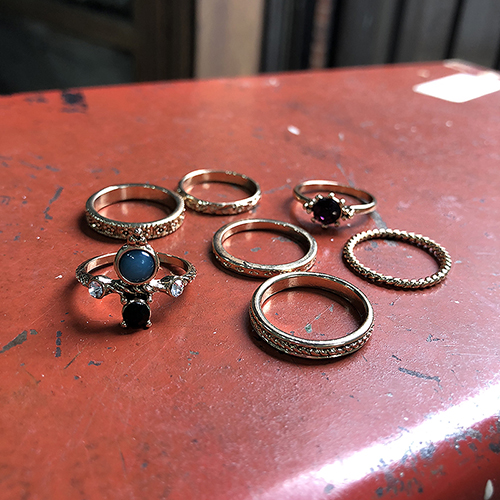 point cubic 7 ring set