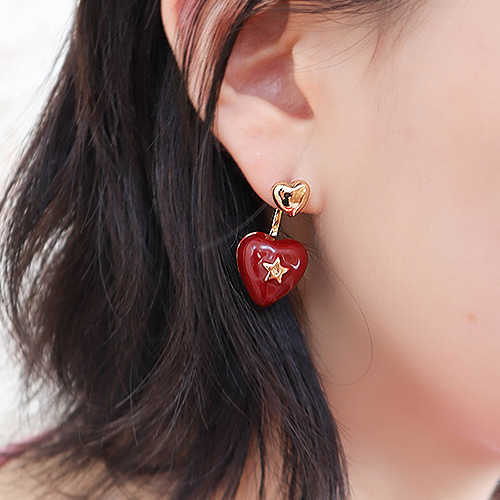 Middle Age heart earring (2 colors)