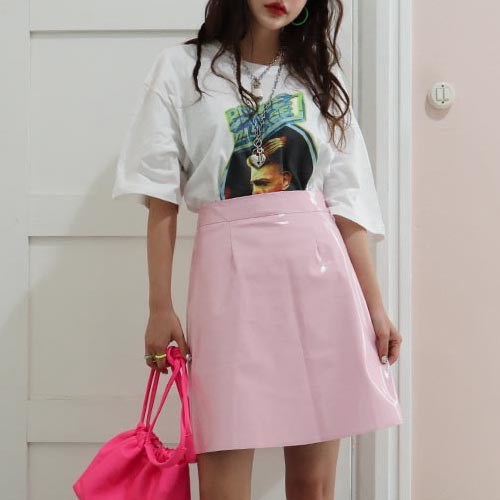 Enamel A-line Skirt  (2 colors)