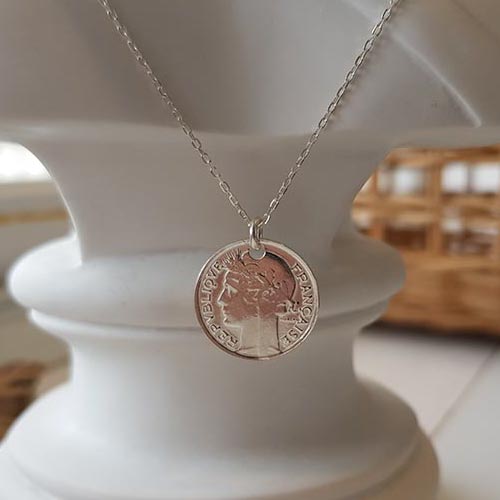 [silver 925]francaise coin necklace