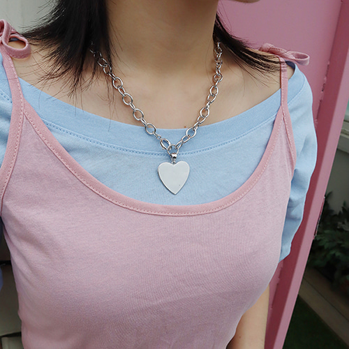 flat heart chain necklace
