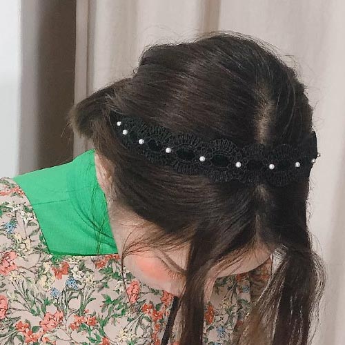 pearl lace hair band