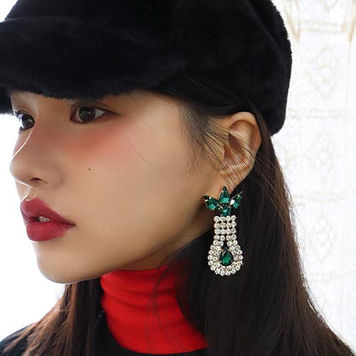 Emerald cubic earring