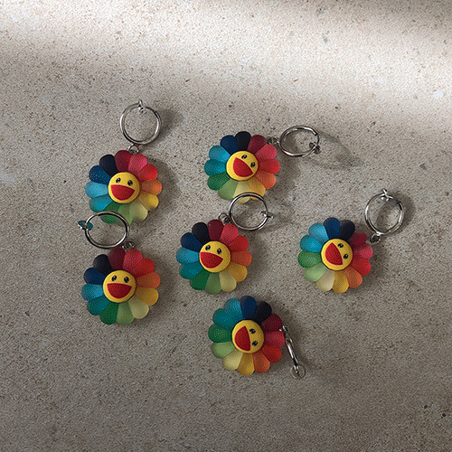 smile rainbow flower earcuff[2pc=1set]