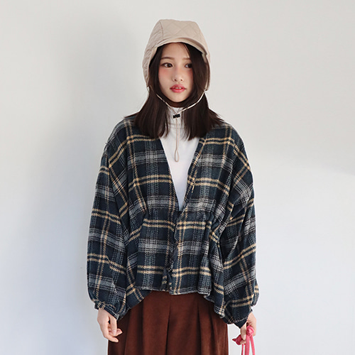 wool check cozy jacket cardigan (3 colors)
