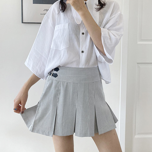 side buckle check skirt (3 colors)
