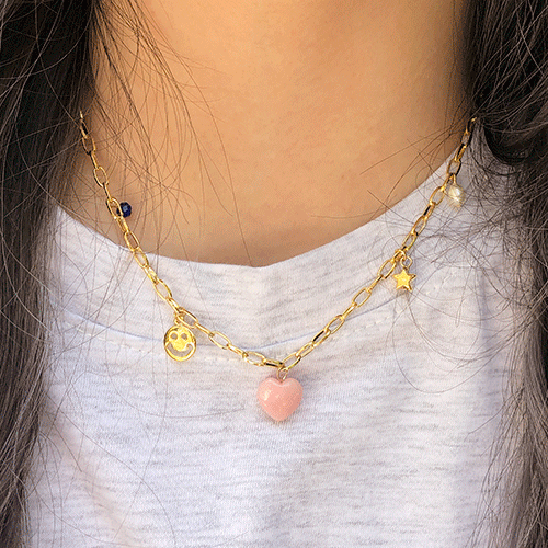 smile+heart+star necklace(2 colors)