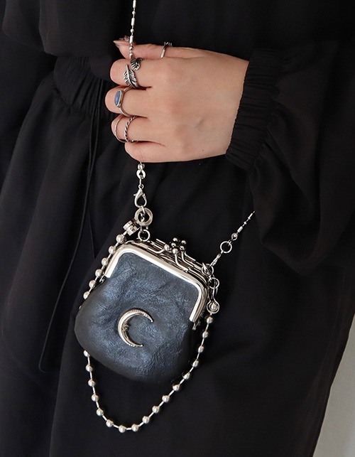 crescent moon black mini bag