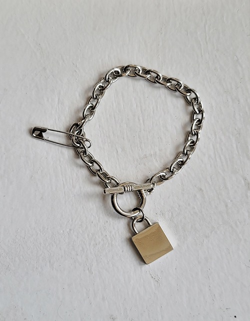 lock &amp; safety pin chain bracelet