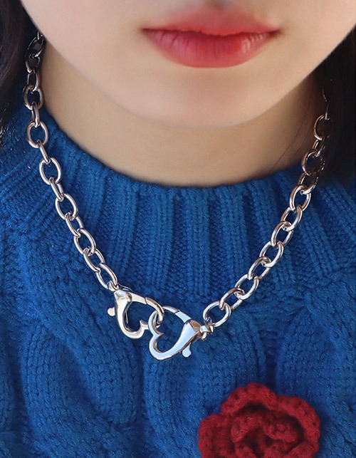 heart♥handcuff multi chain necklace