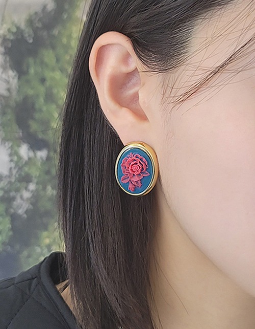 mystic rose gold frame earring (2 colors)