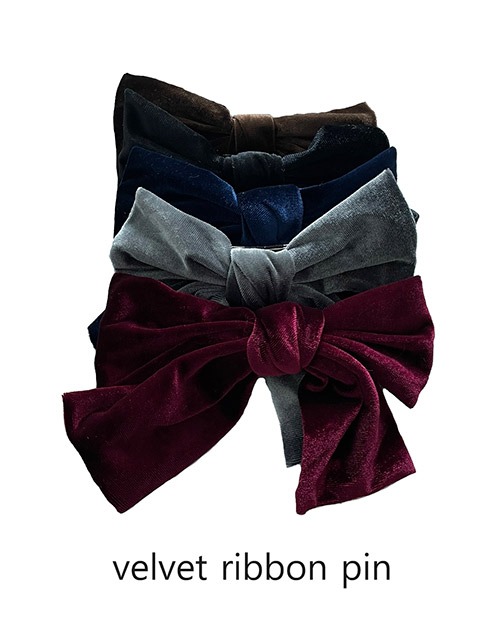 velvet  ribbon  pin (5 colors)
