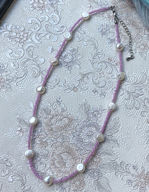 fresh-water pearl + beads necklace