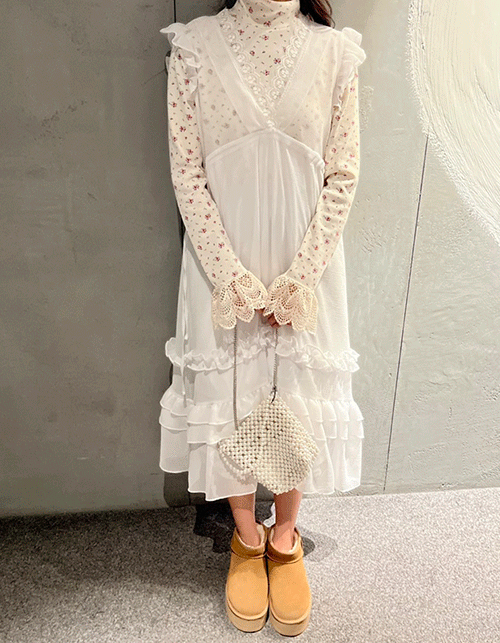 러플 로멘틱 드레스(white)