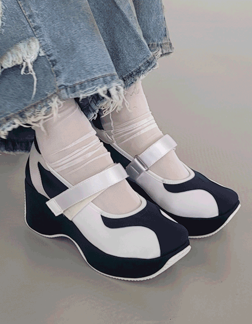 mary jane  wedge heel  sneakers (2colors)