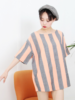 neon color vertical striped dress (2colors)