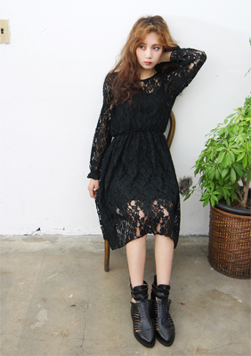 lace long dress ＋ 롱슬립포함 (2color) 