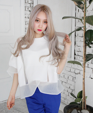 see-through point blouse (2color)