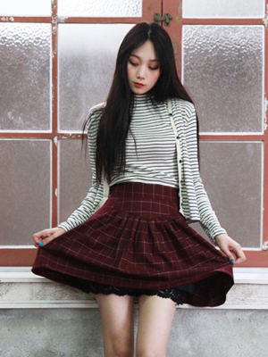 window check flare skirt (2 color)
