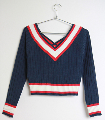 V neck crop knit (2color) 