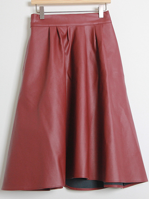 leather midi skirt (3color) 