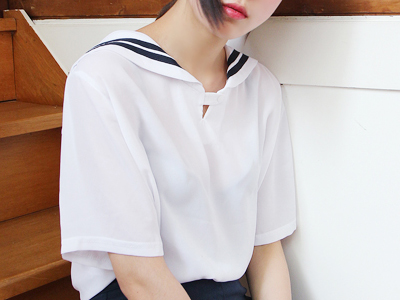 one button sailor blouse (only white)