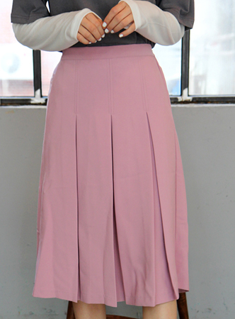 front pleat midi skirt (2 colors)