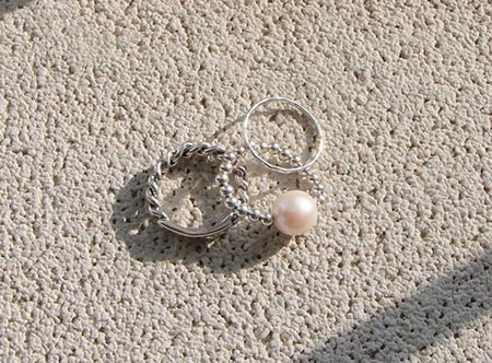 pearl ball chain ring (silver 925)