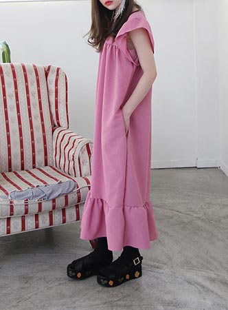 ruffle sleeve long dress (3 colors)