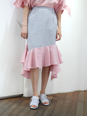 stripe frill skirt (only pink)