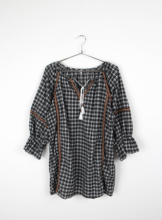 vintage check blouse (2 colors)