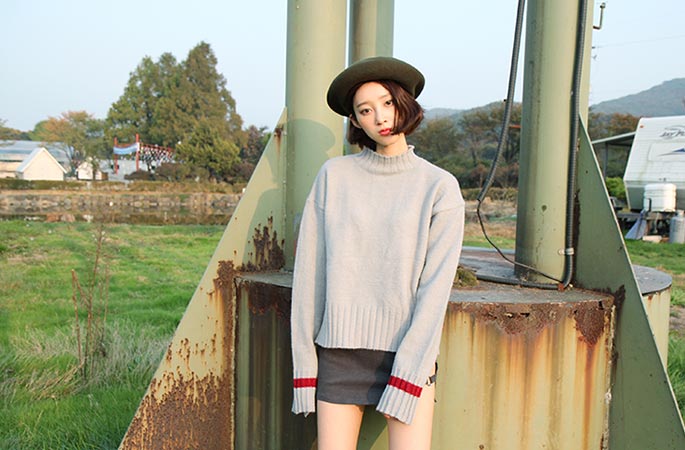line sleeve knit top (3 colors)
