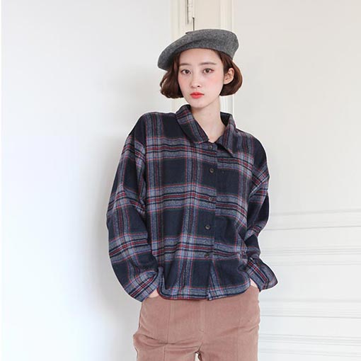 check wide crop shirts (3 colors) 