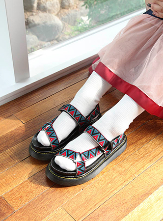pattern strap sandals (2 colors)