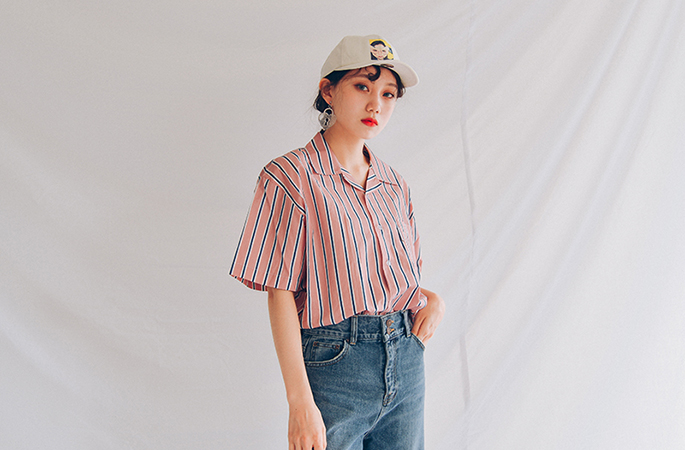 double collar stripe shirts (2 colors)