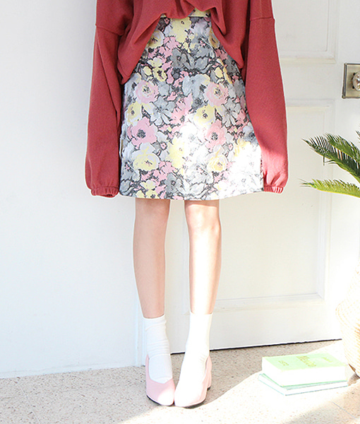 jacquard midi skirt (2 colors)