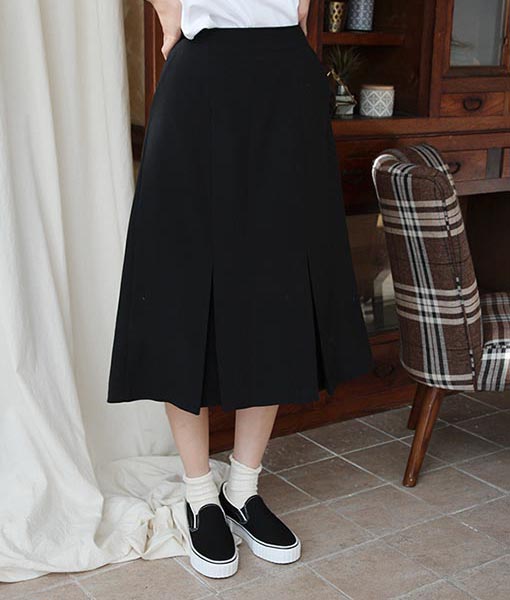 two pleats midi skirt(2 colors)