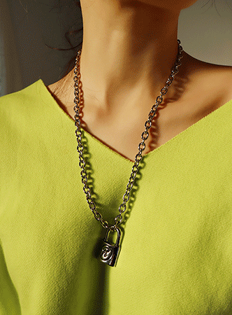 chrome padlock necklace